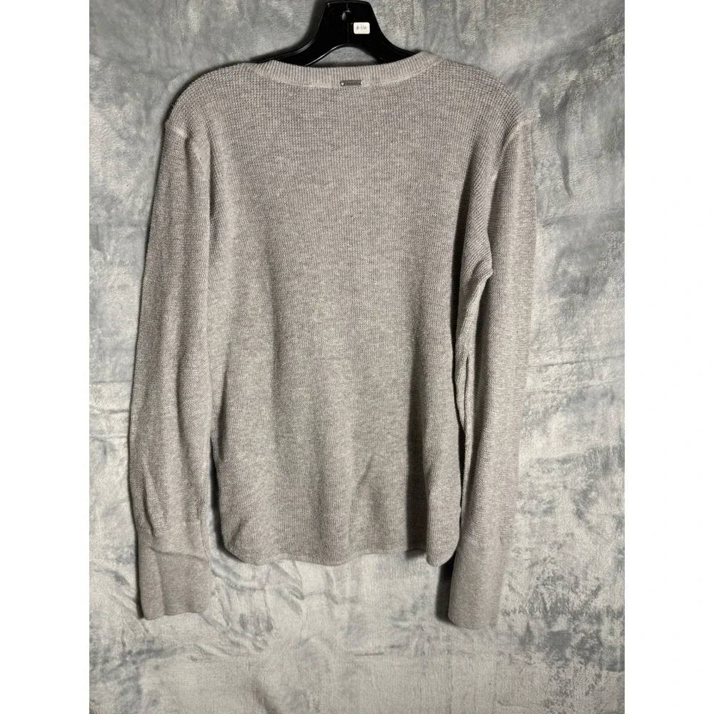 Prana Womens XL Grey Organic Cotton Wool Blend Henley Knit‎ Sweater Long Sleeve